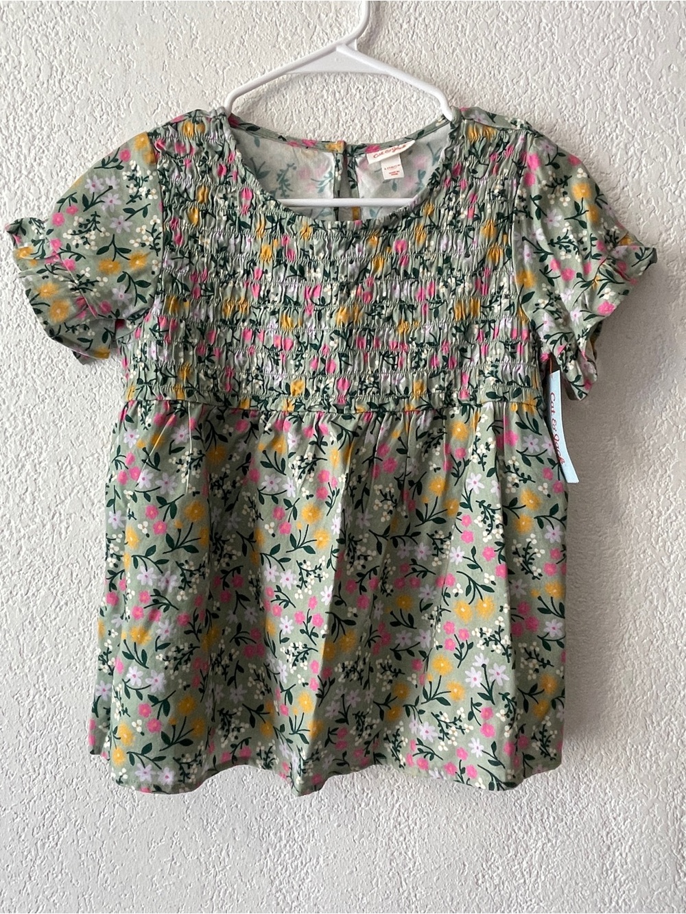 Cat & Jack- Girls' Floral Smocked Short Sleeve Top -